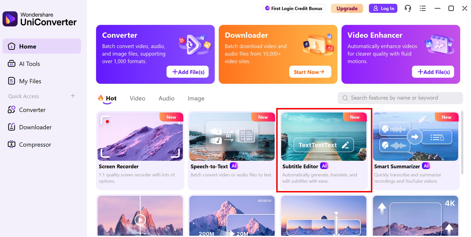 UniConverter: Subtitle-Editor öffnen