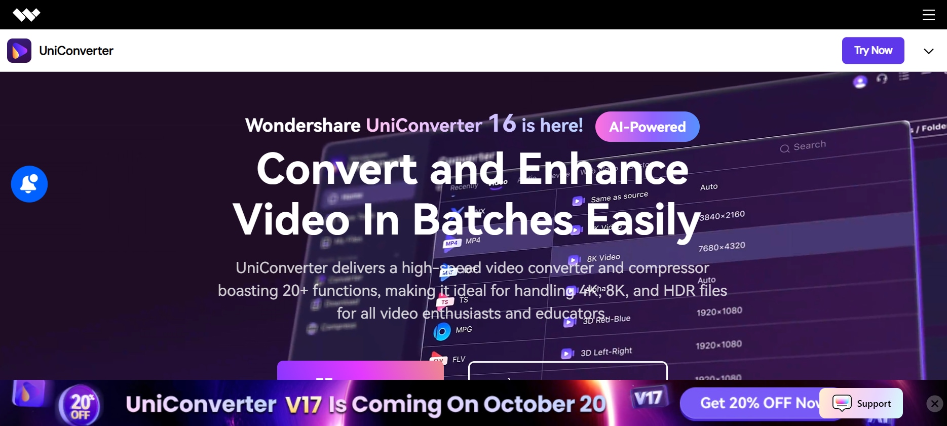 Wondershare UniConverter Oberfläche für Video-Downloads