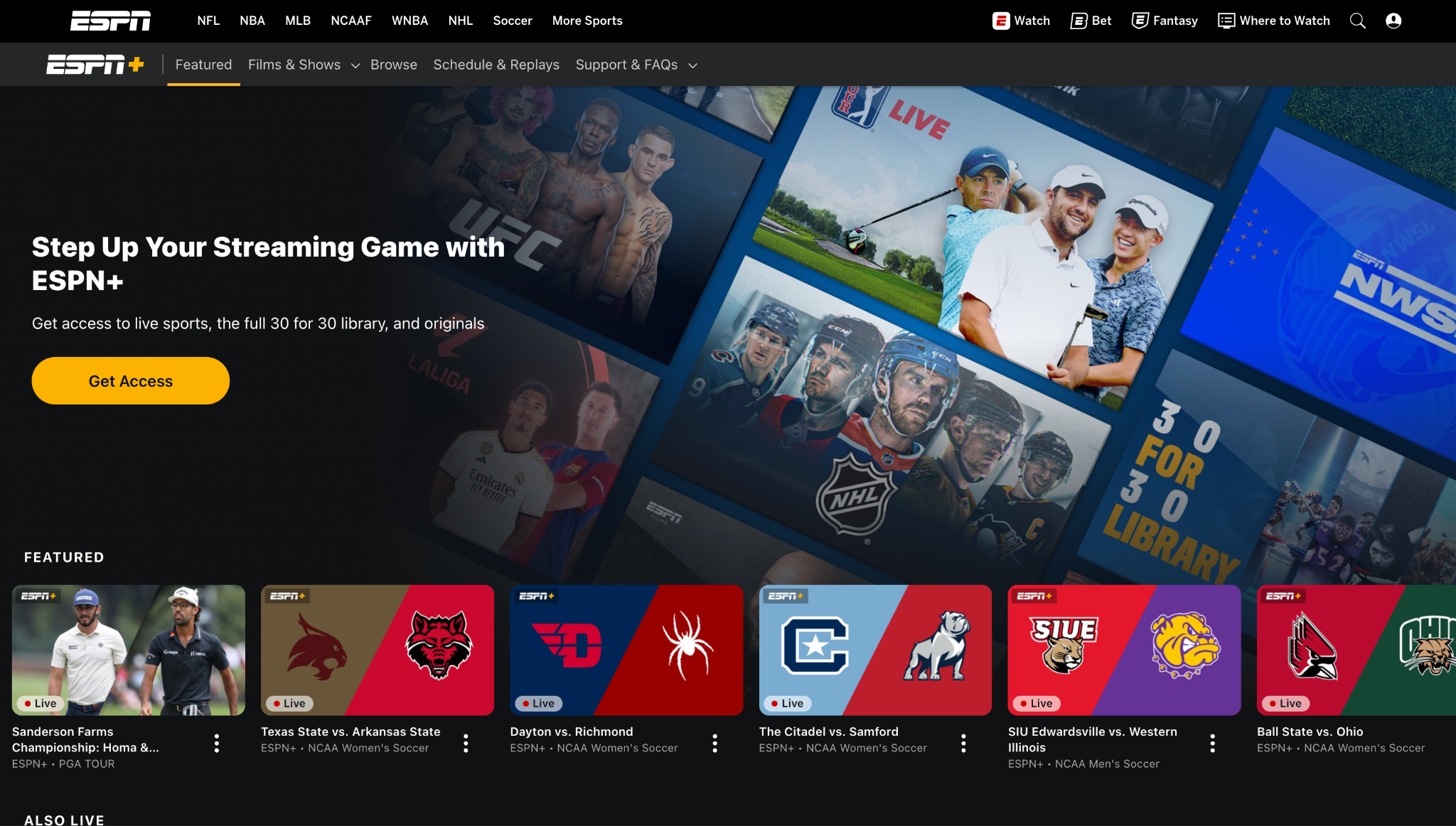 espn+ homepage