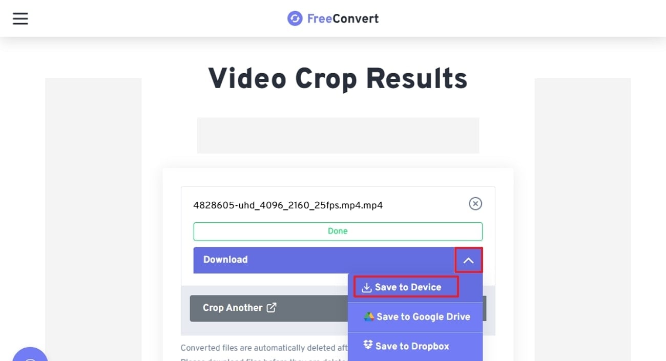 save cropped video freeconvert