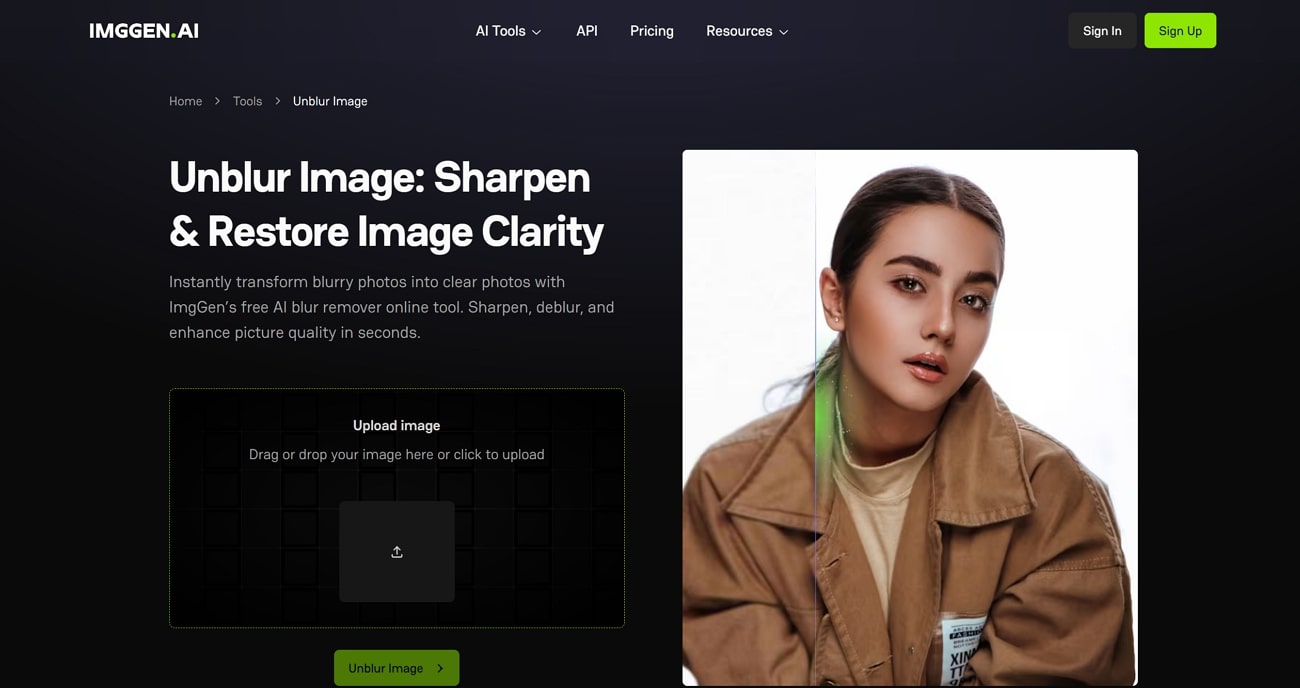 IMGGEN.AI Oberfläche