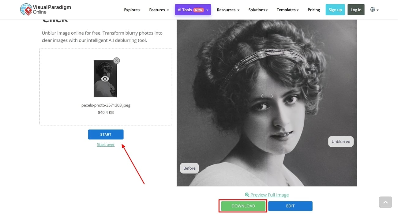 Visual Paradigm: Bild schärfen und speichern
