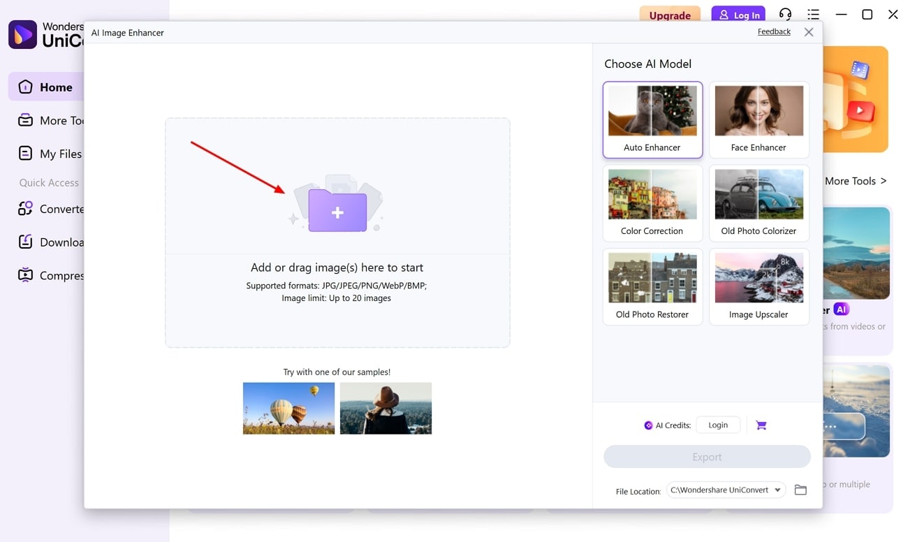 UniConverter: Bildverbesserer öffnen