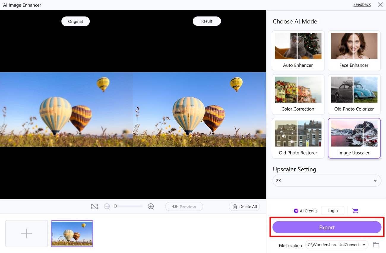 UniConverter: geschärftes Bild exportieren