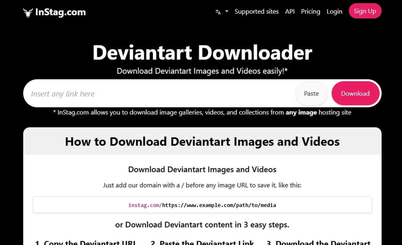 InStag DeviantArt Downloader Web-Interface