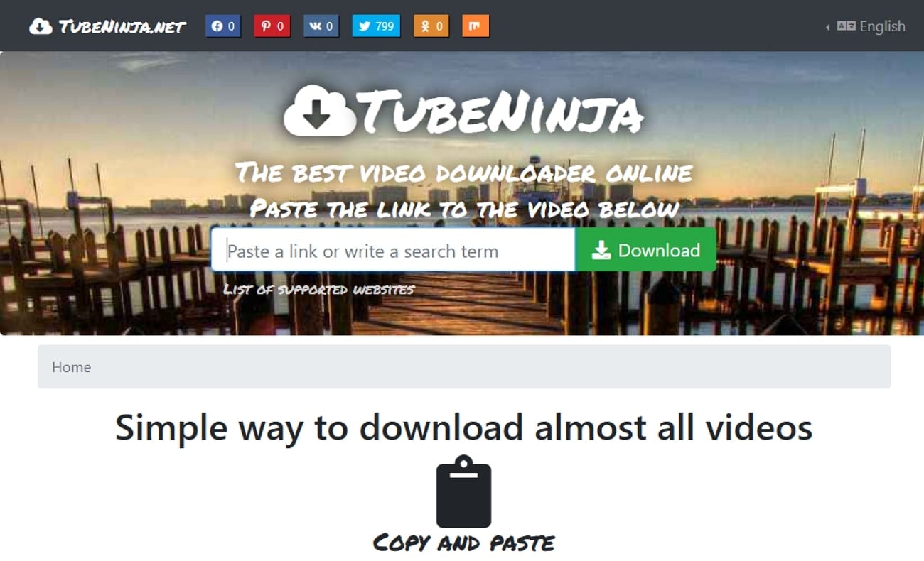 TubeNinja Startseite für Video-Downloads