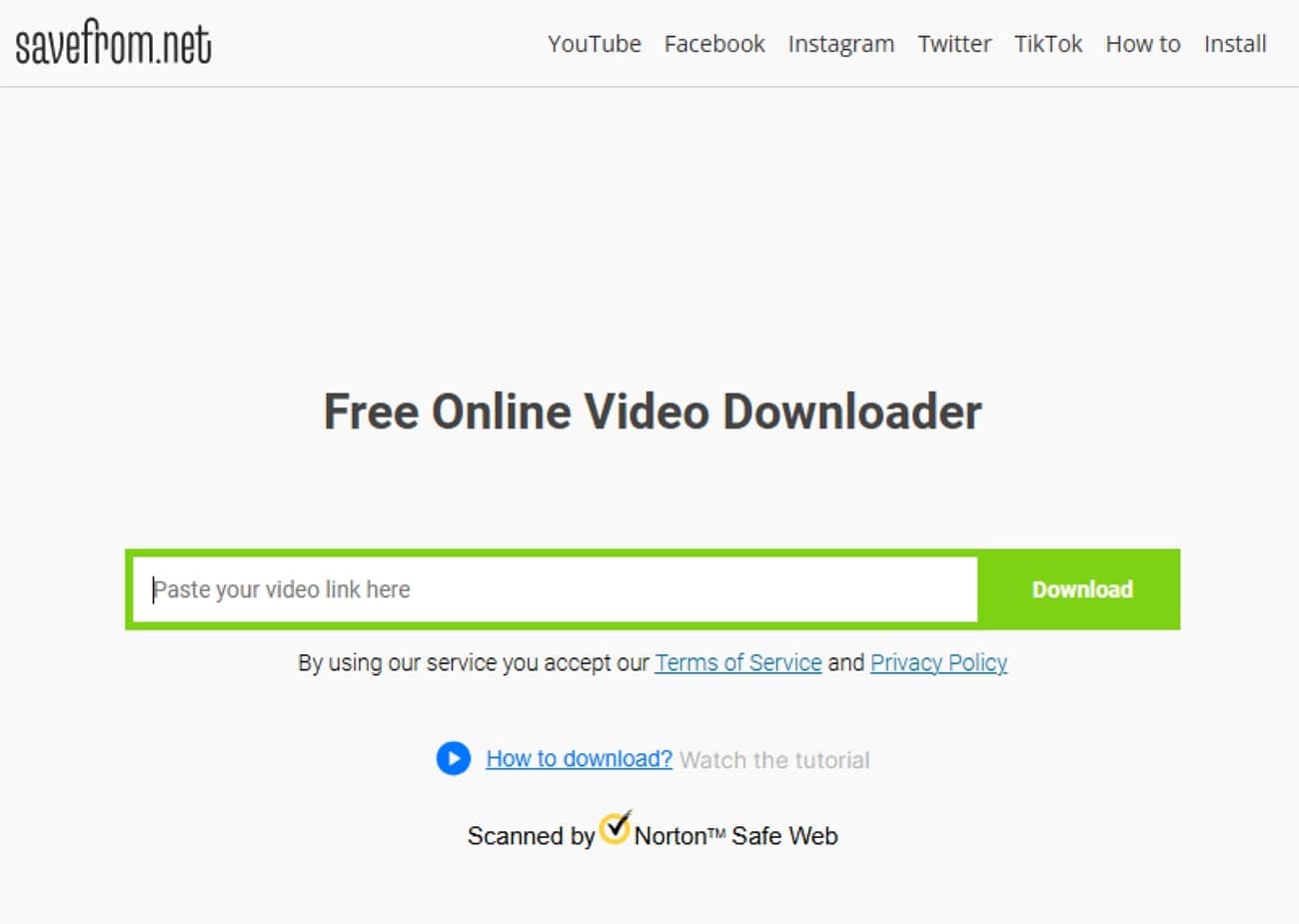SaveFrom.net Oberfläche für URL-Downloads