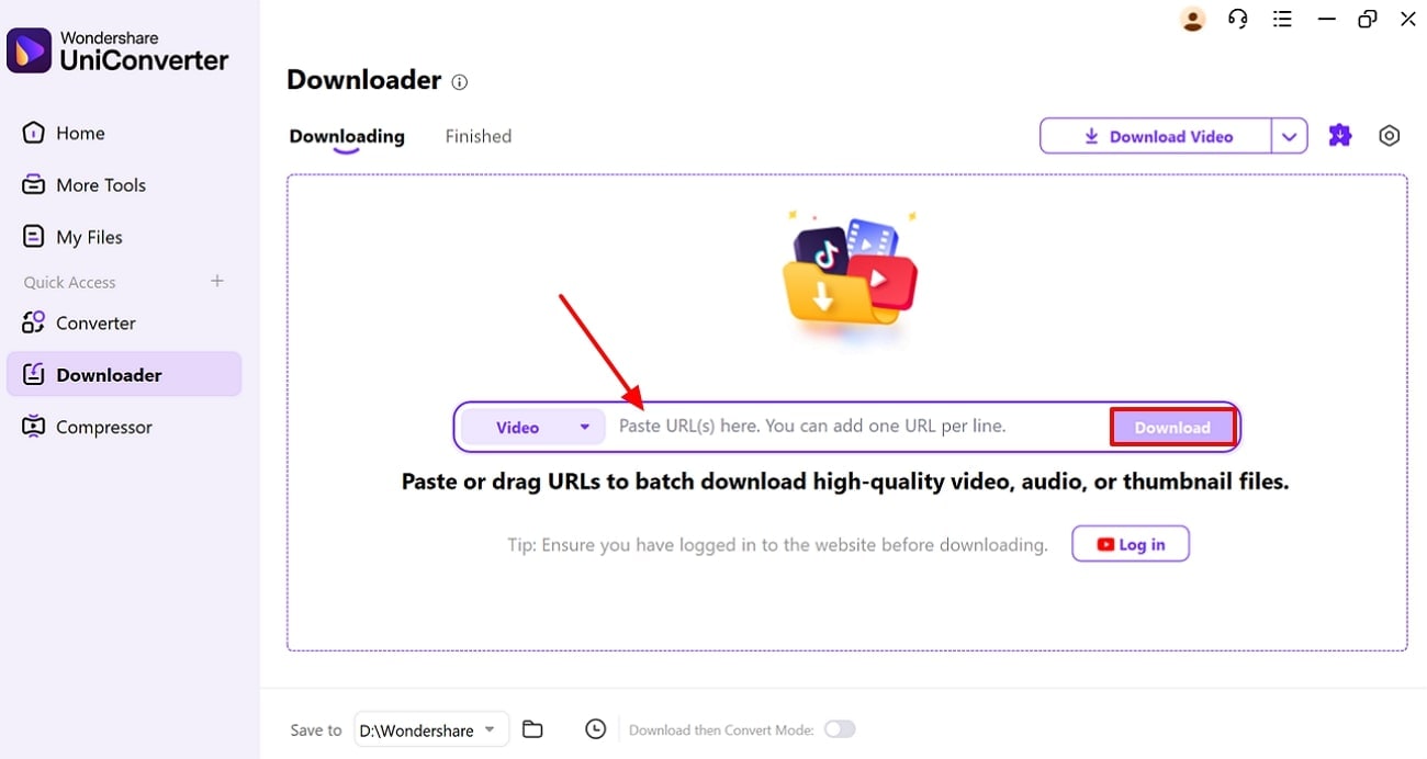 Video-URL in UniConverter einfügen