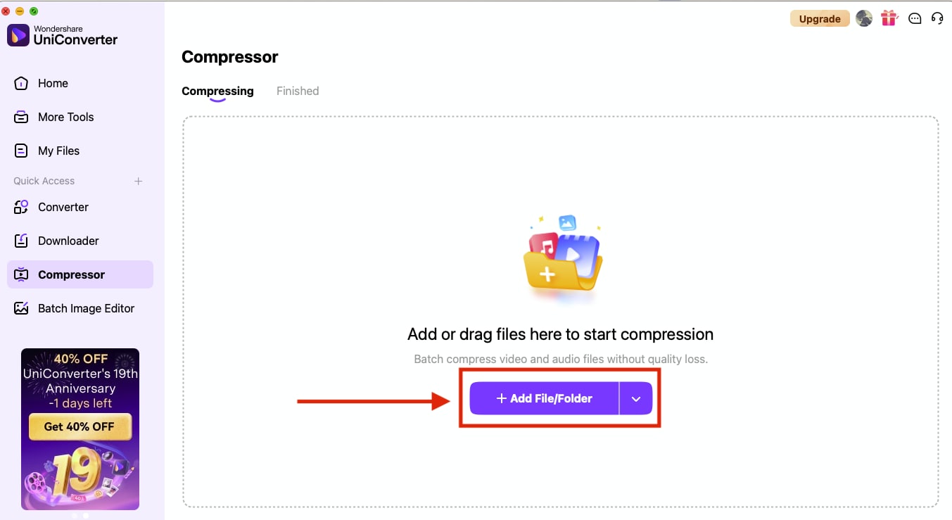 wondershare uniconverter add file