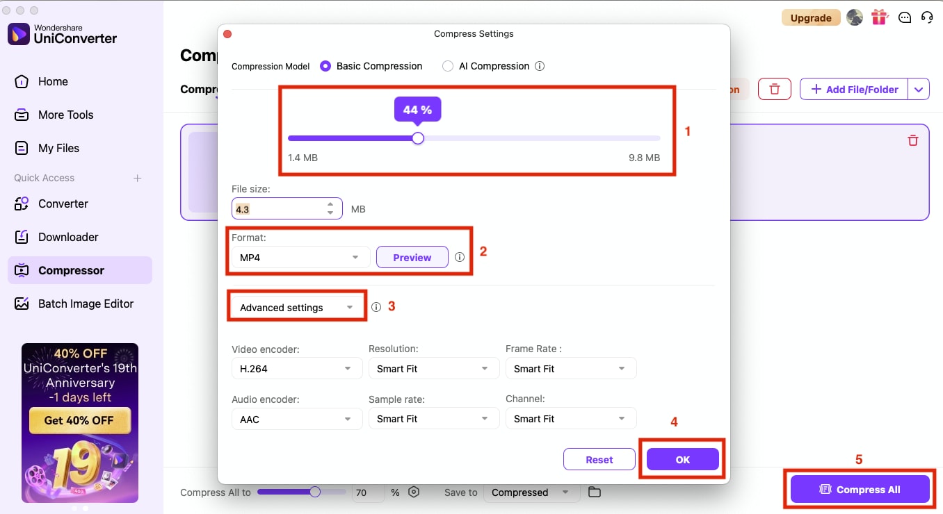 wondershare uniconverter compress all