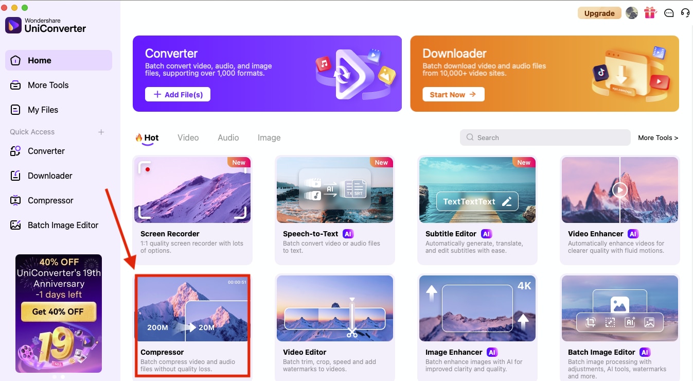 wondershare uniconverter compressor