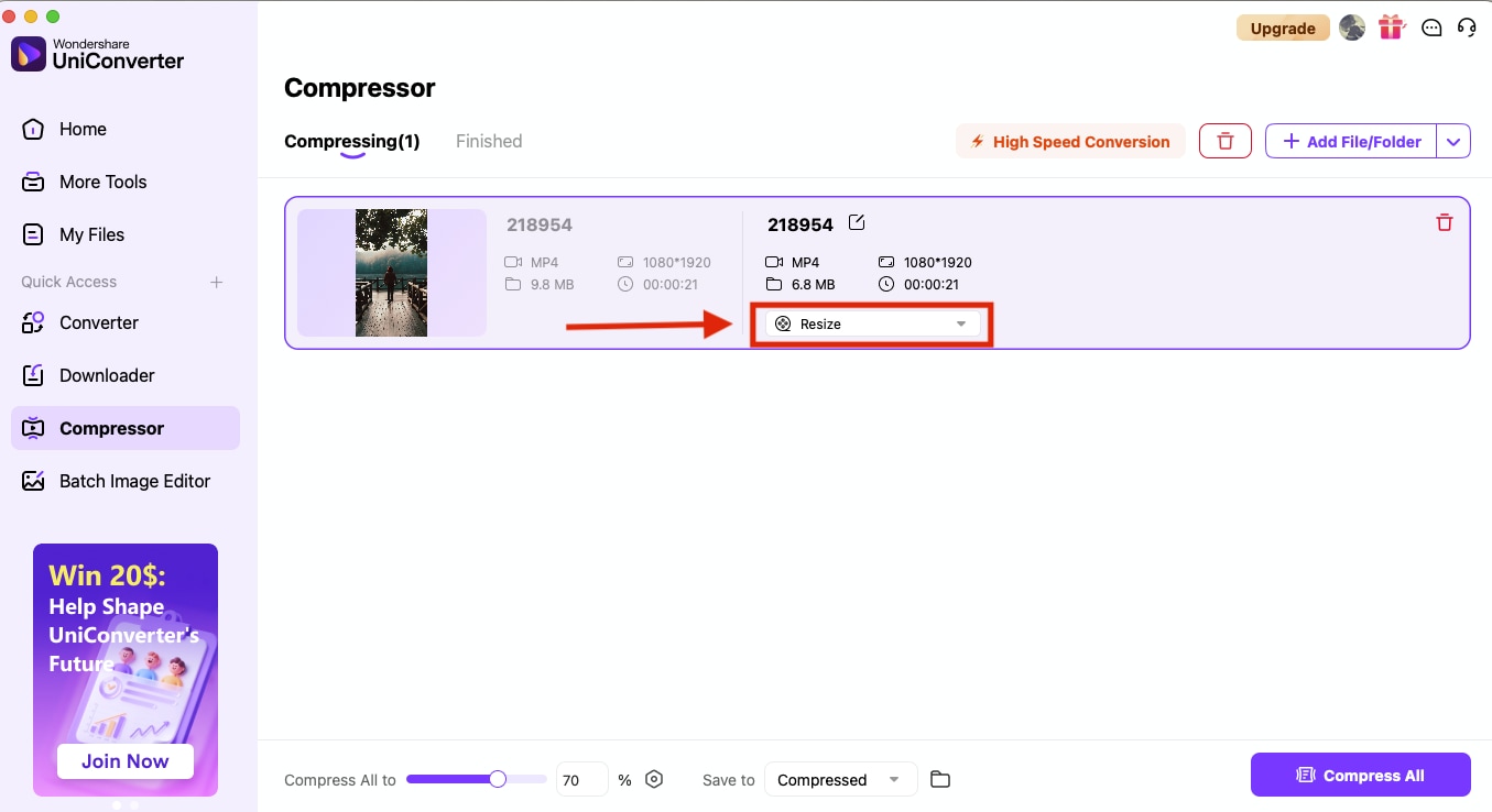 wondershare uniconverter resize
