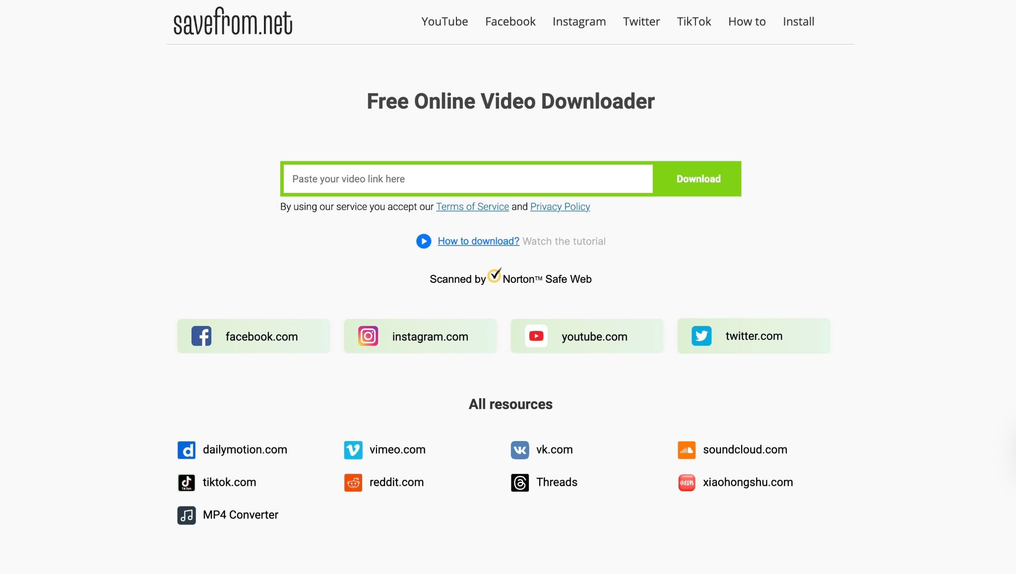 SaveFrom.net Startseite