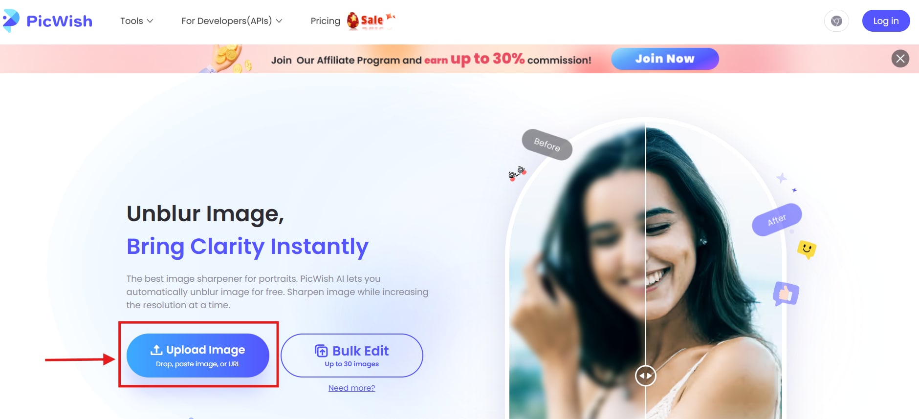 PicWish Bildschärfer – Bild verpixelt schärfen