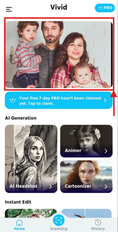 Vivid AI Enhancer öffnen – Bild verpixelt schärfen am Handy