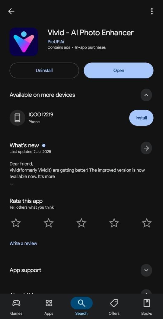 Vivid AI Startseite – verpixeltes Bild auf dem Handy verbessern
