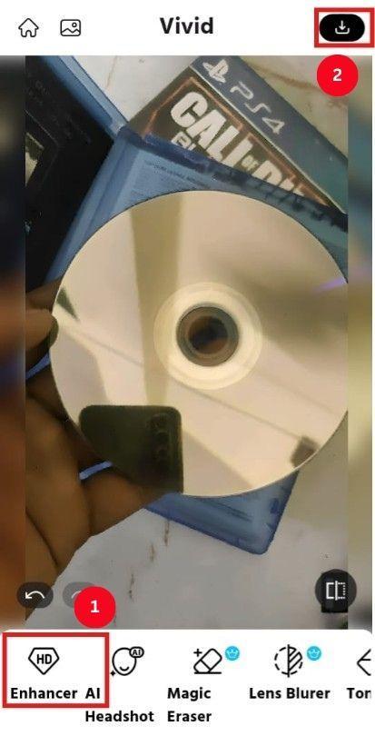 Vivid AI Export – entpixeltes Foto speichern