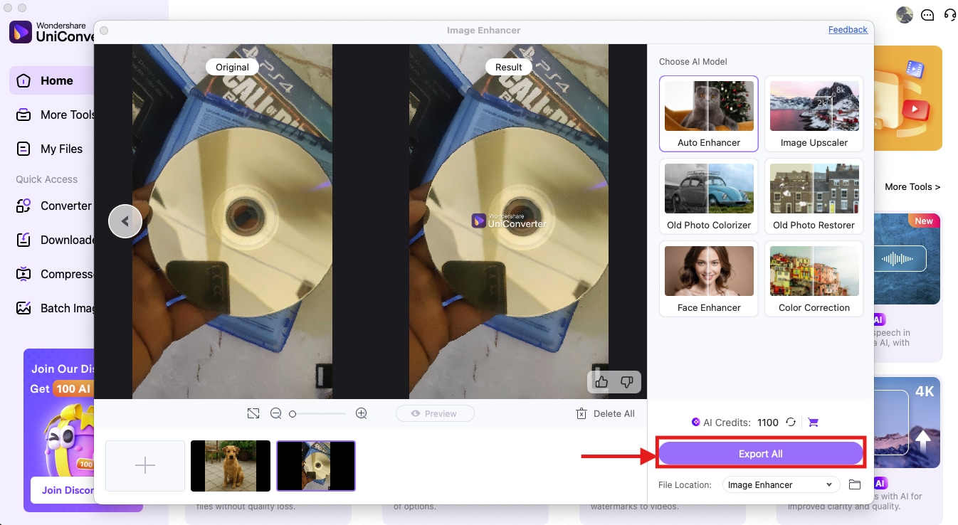 UniConverter Export – entpixelte Bilder speichern