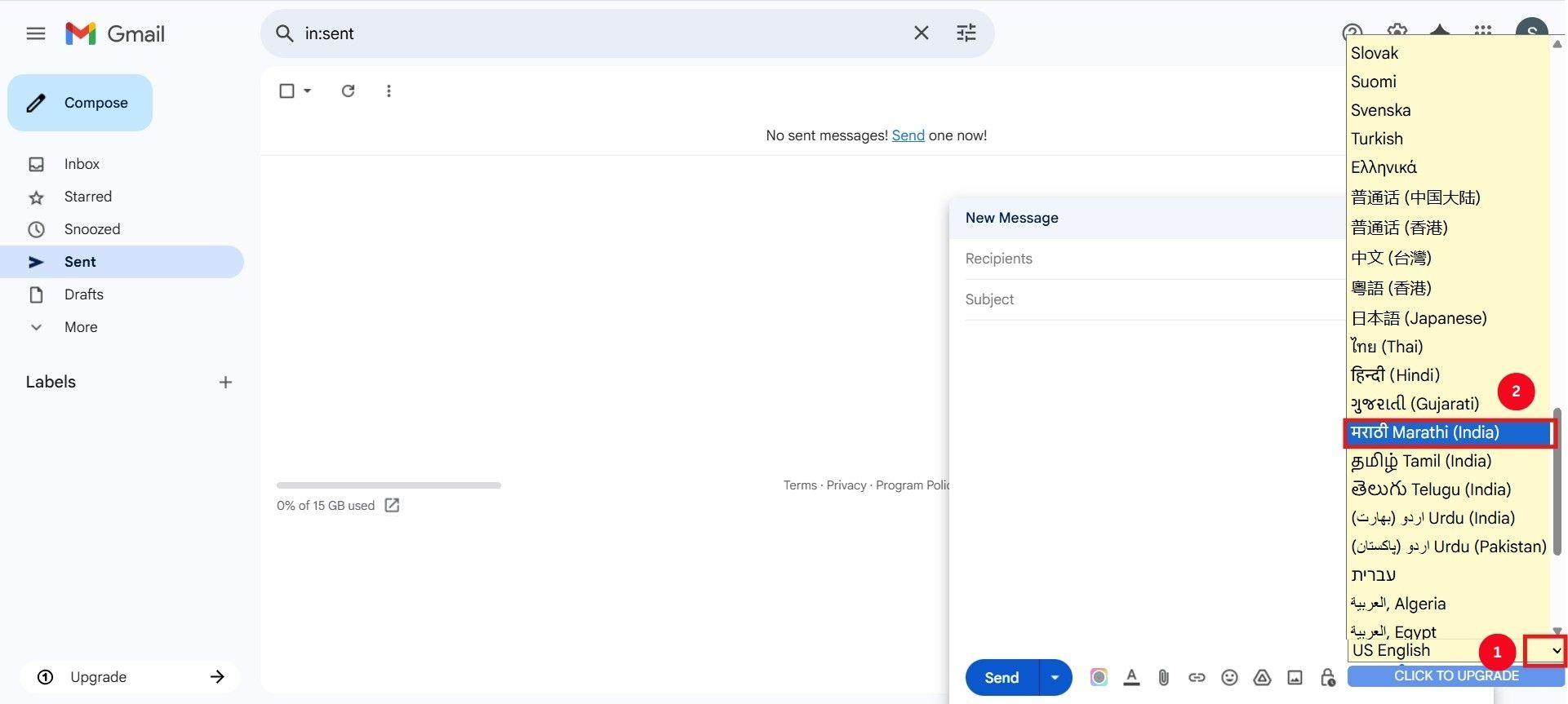 speechnotes choose language