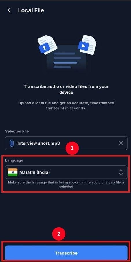 transkriptor transcribe audio file