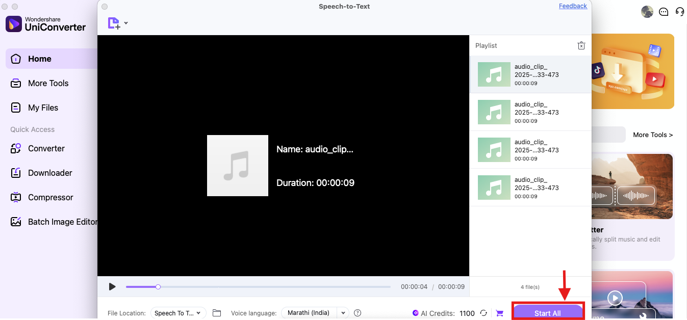 uniconverter convert audio