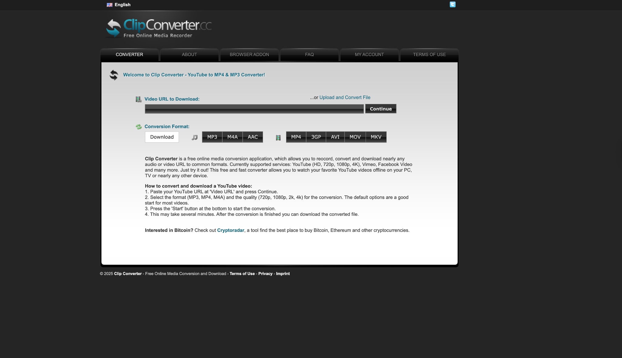 clipconverter cc homepage