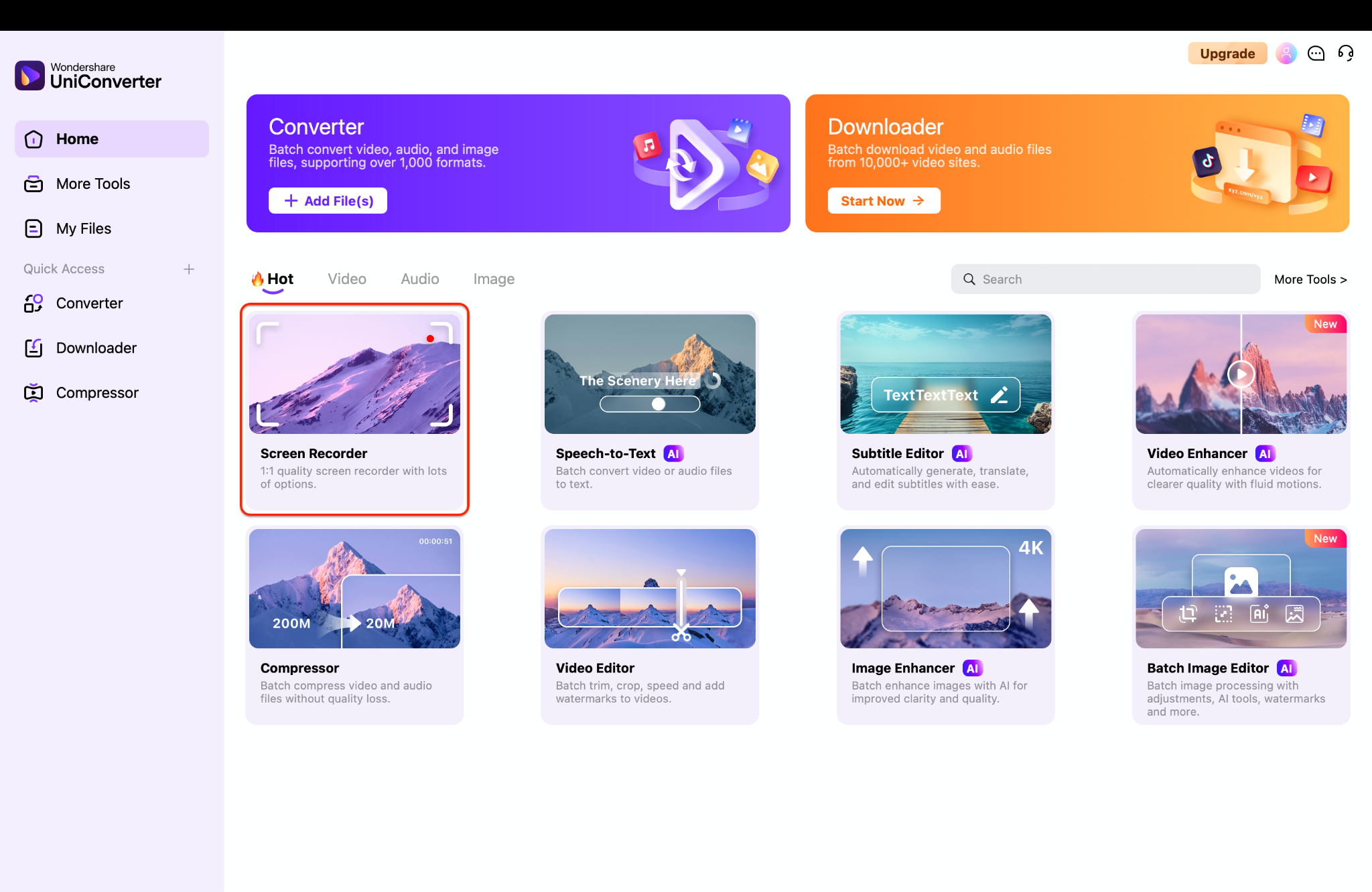 navigate to the screen recorder