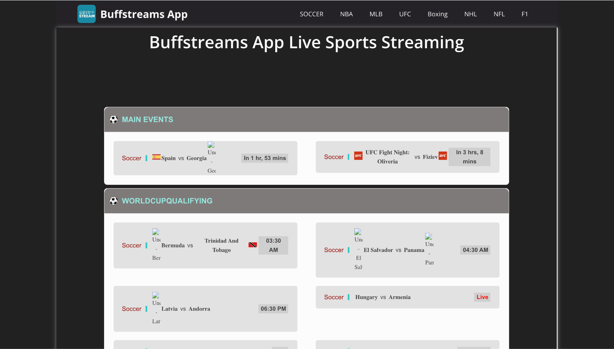buffstreams homepage