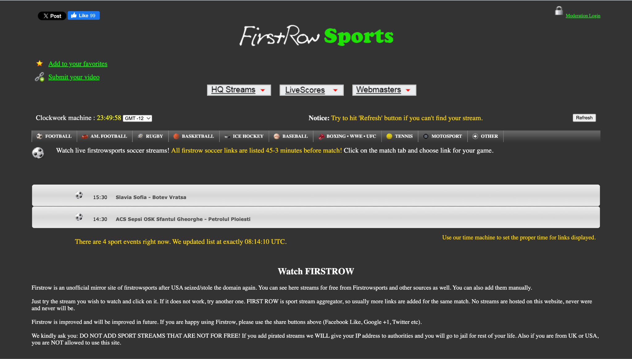 firstrow sports homepage