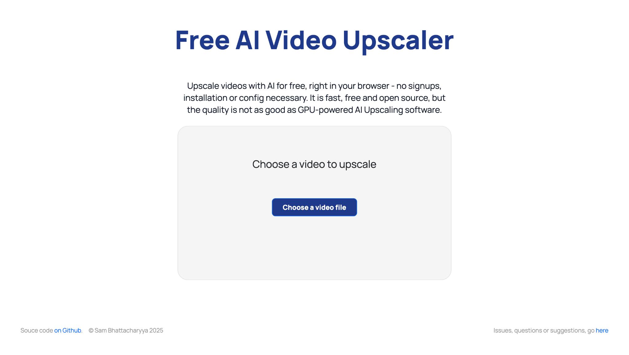 free ai video upscaler homepage