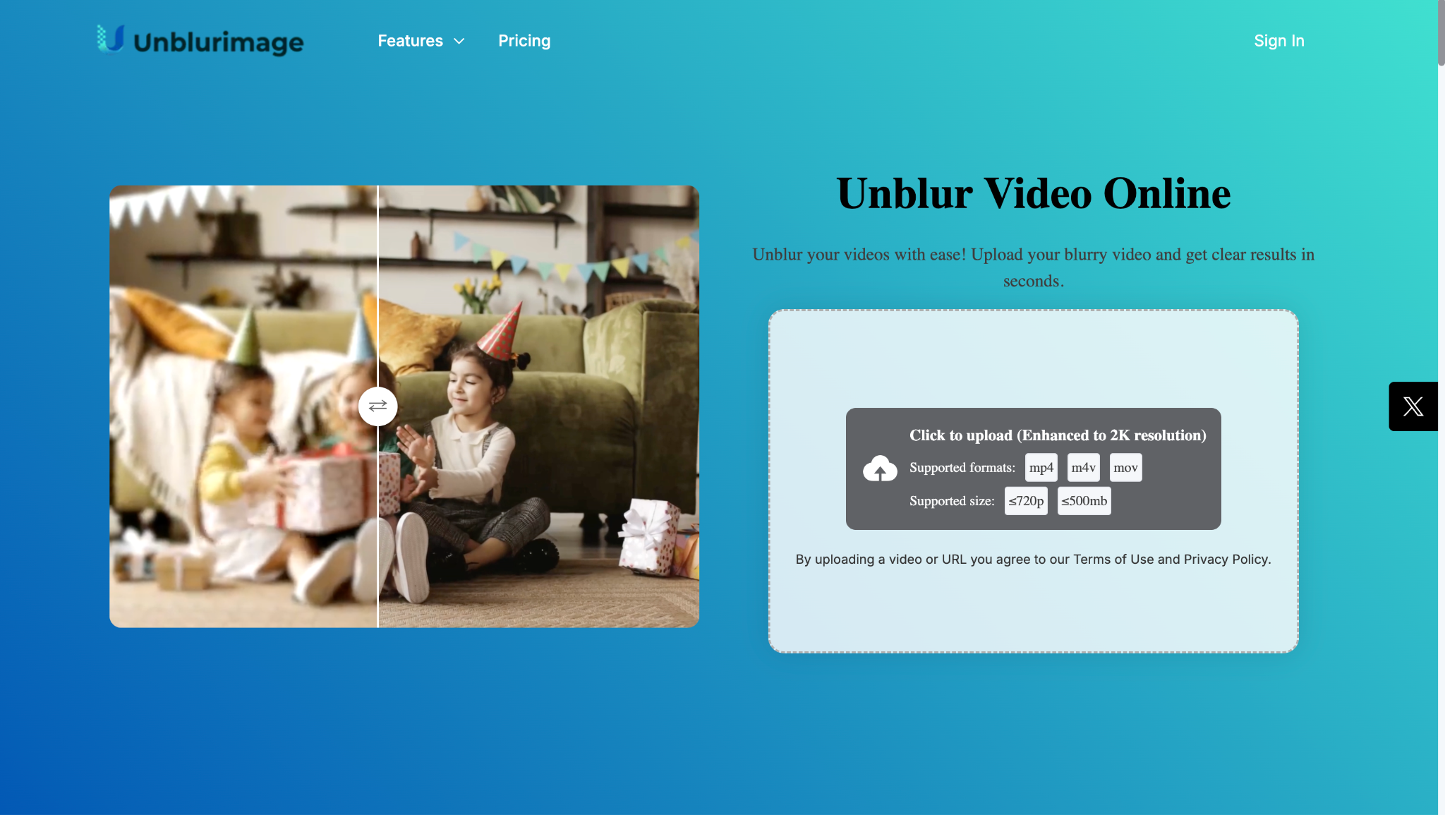 unblurimage.ai homepage