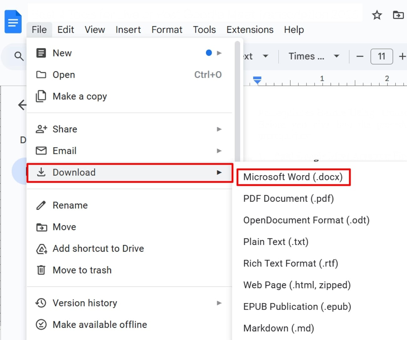 choose microsoft format