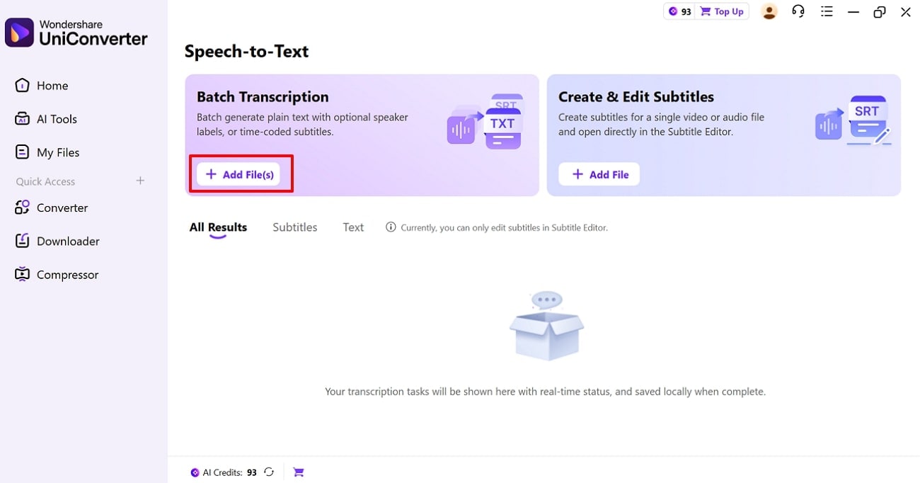 click on add files button