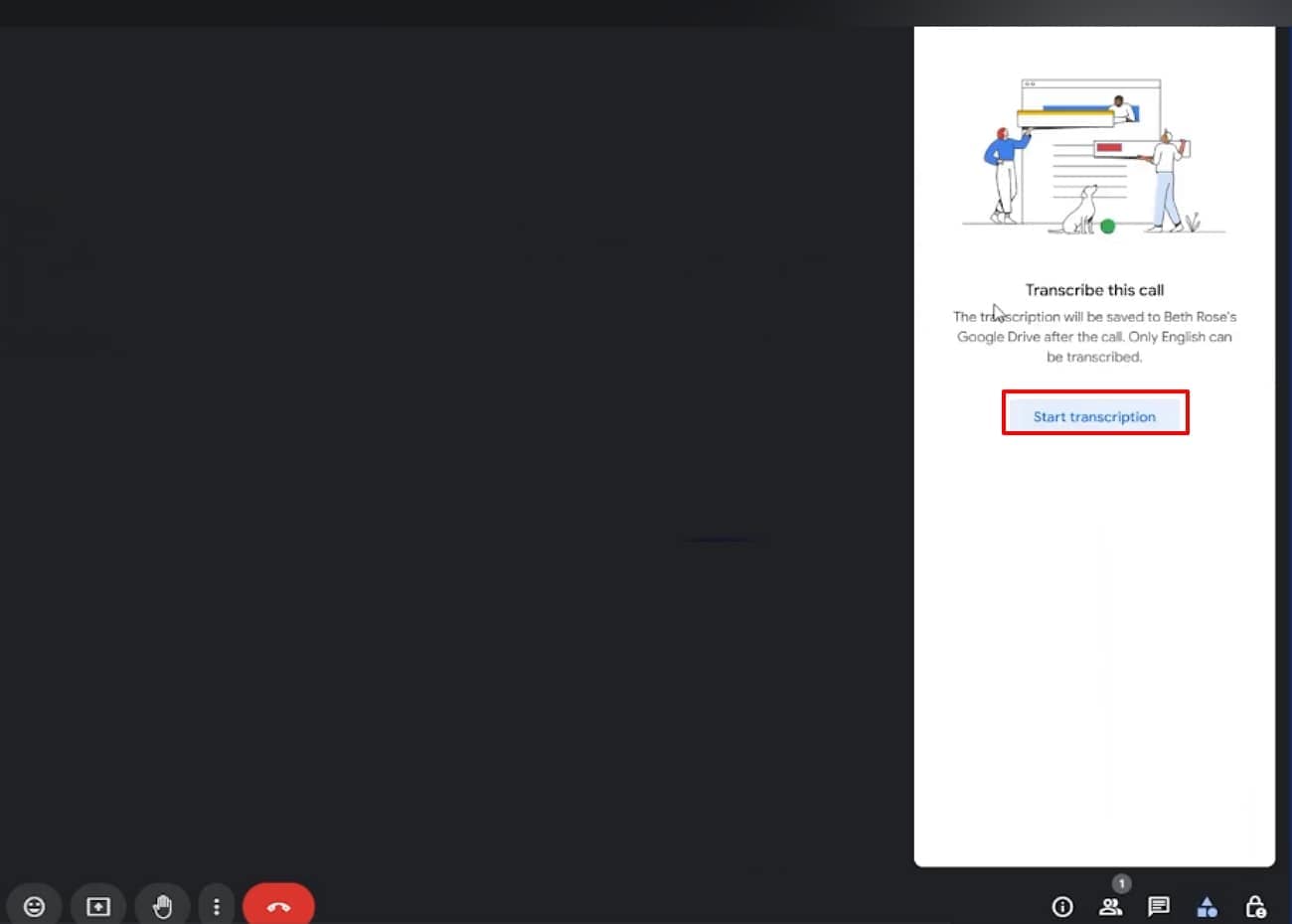 select start transcription
