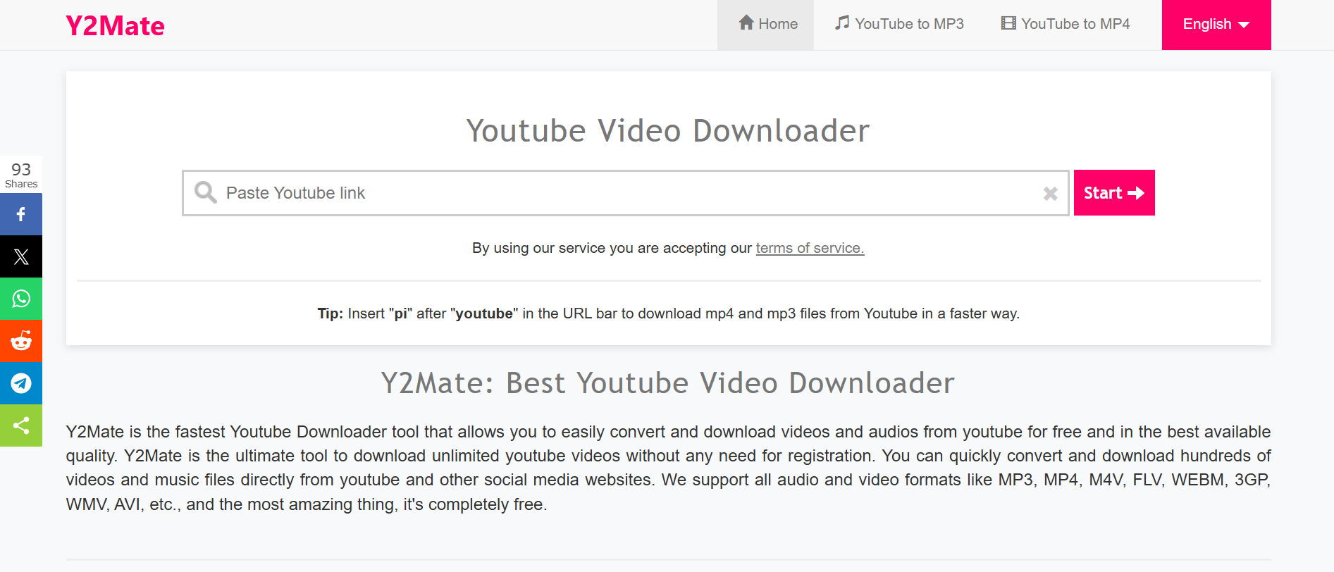 Y2Mate.is website interface