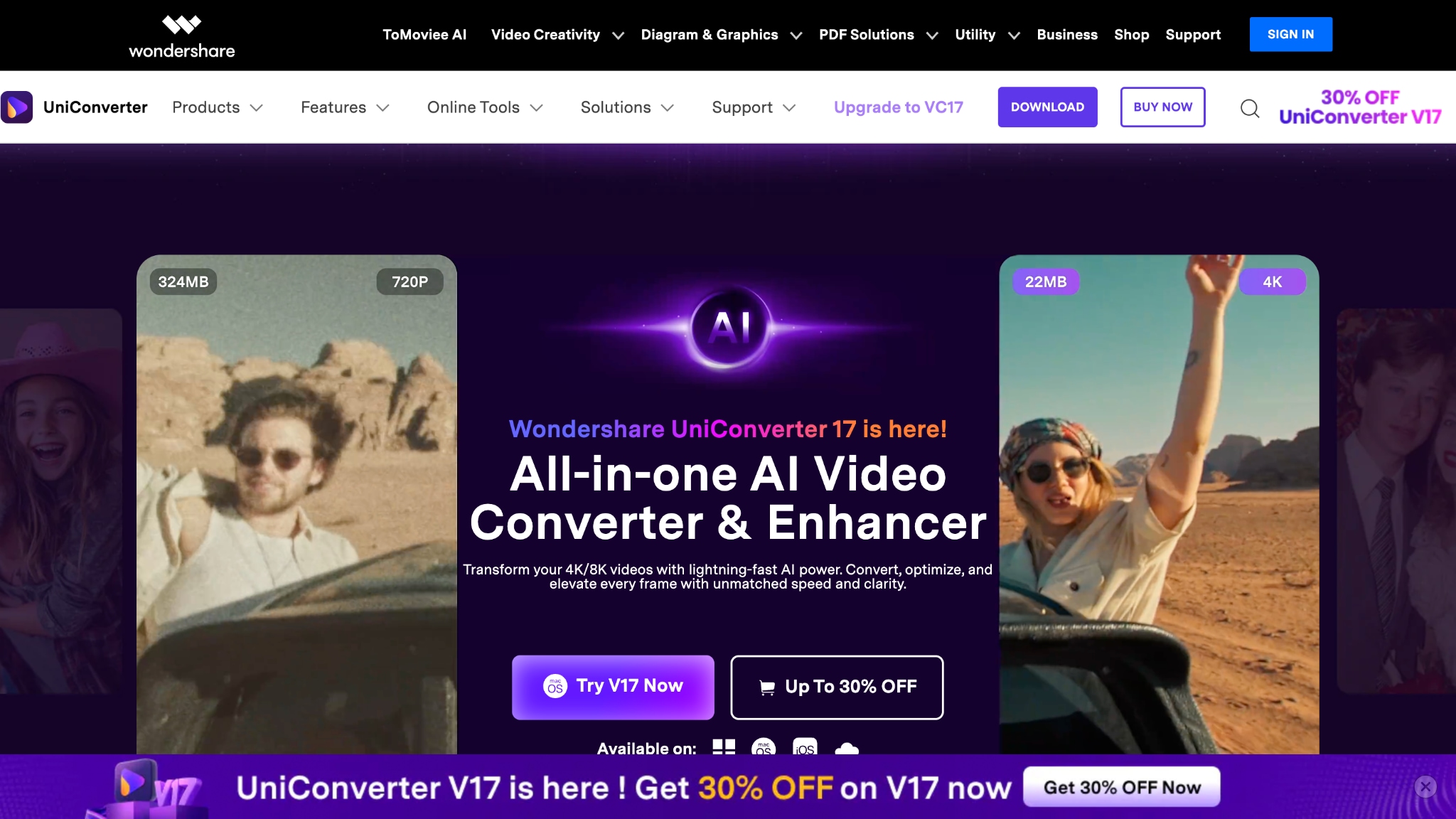 wondershare uniconverter homepage