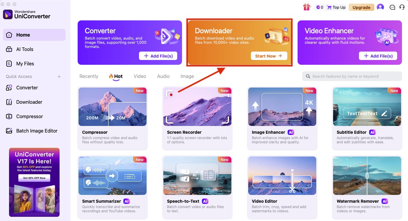 wondershare uniconverter click downloader