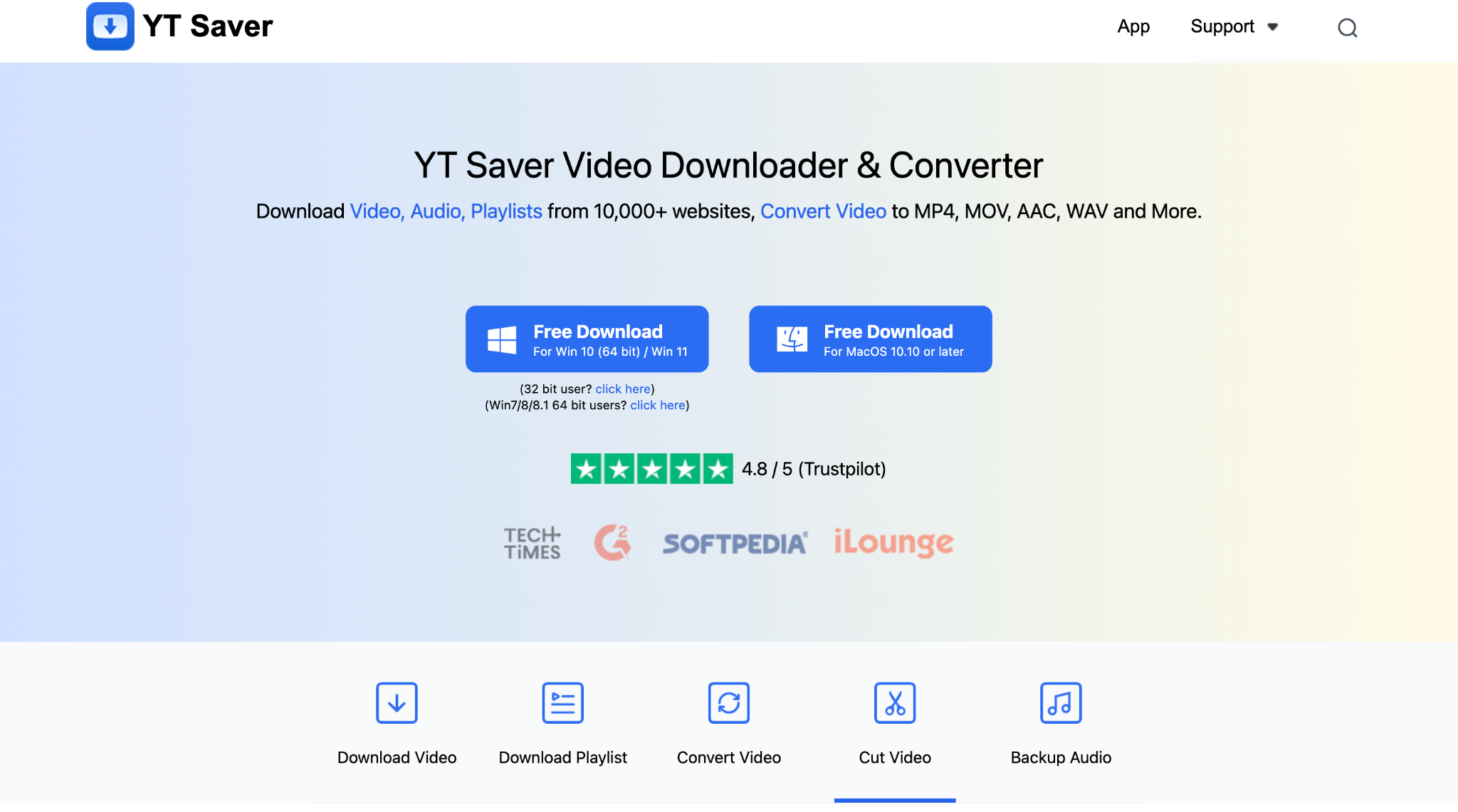 ytsaver video downloader homepage