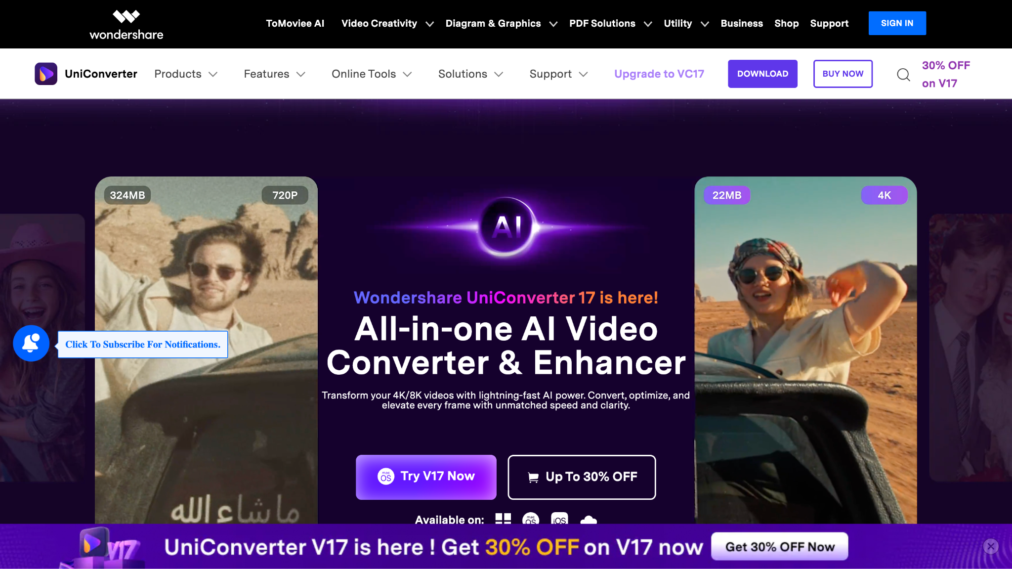 wondershare uniconverter homepage