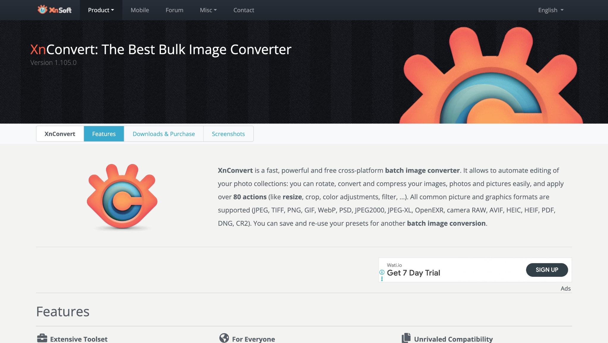 xnconvert mobile homepage