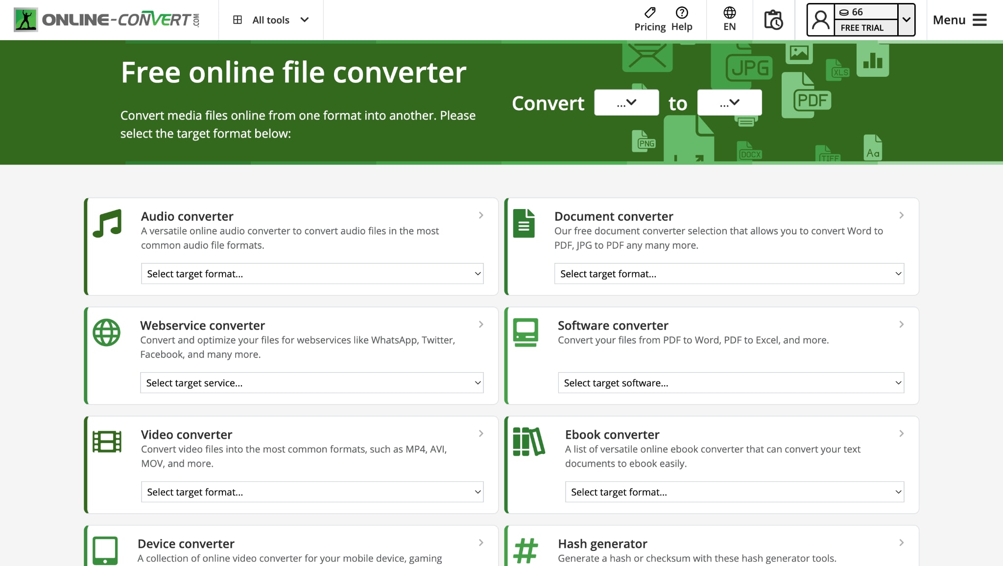 online convert homepage