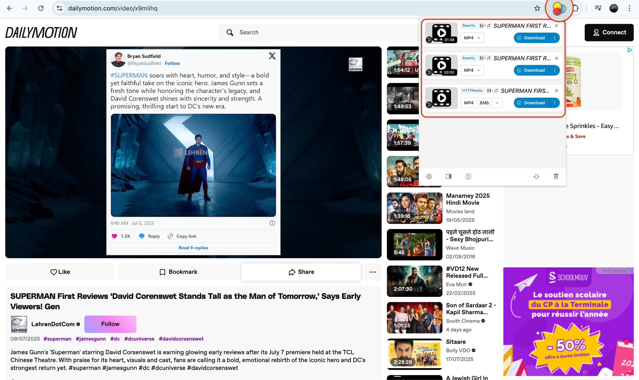 choose the format and hit the download button