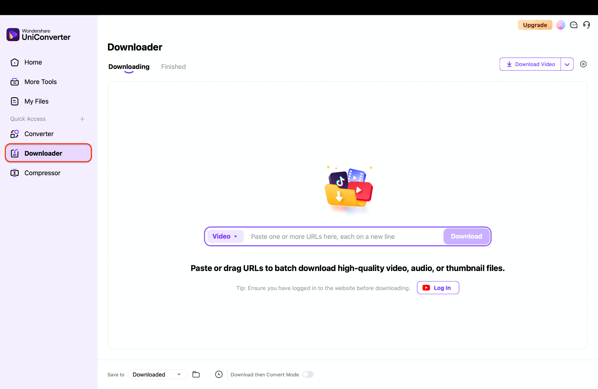 go to the downloader tab