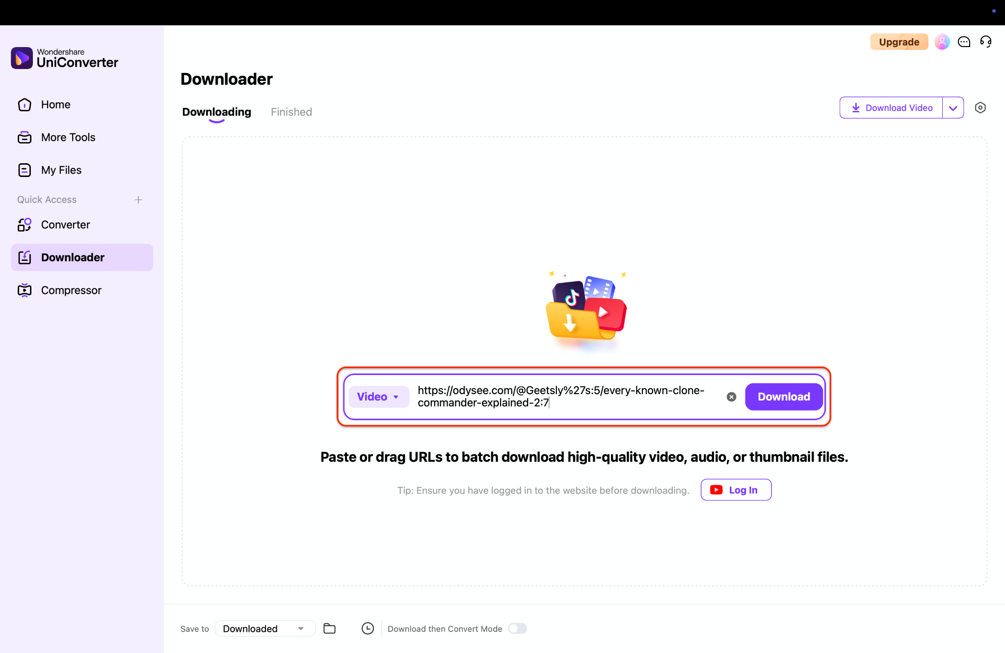 paste the odysee video link