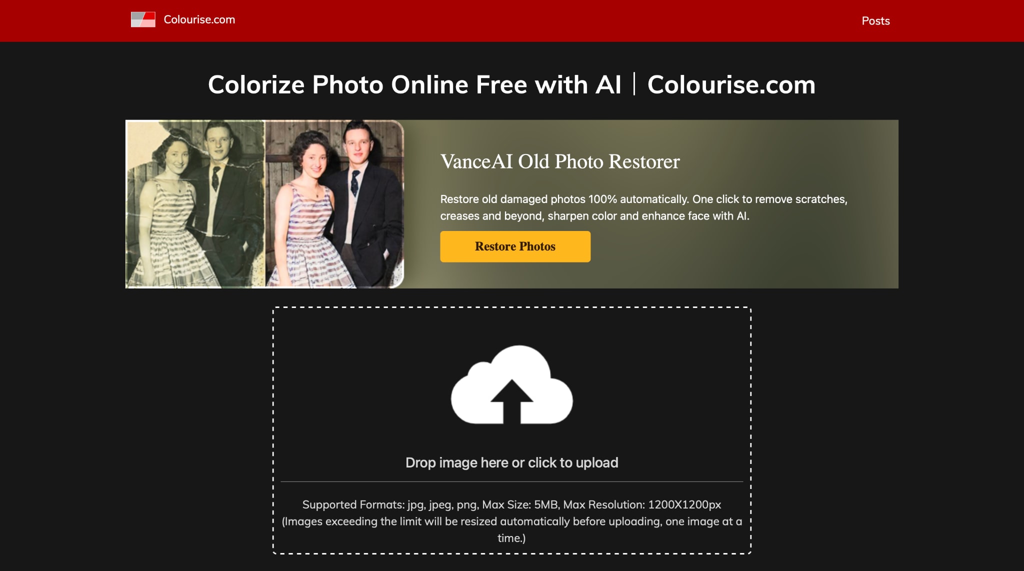 Colourise.com homepage
