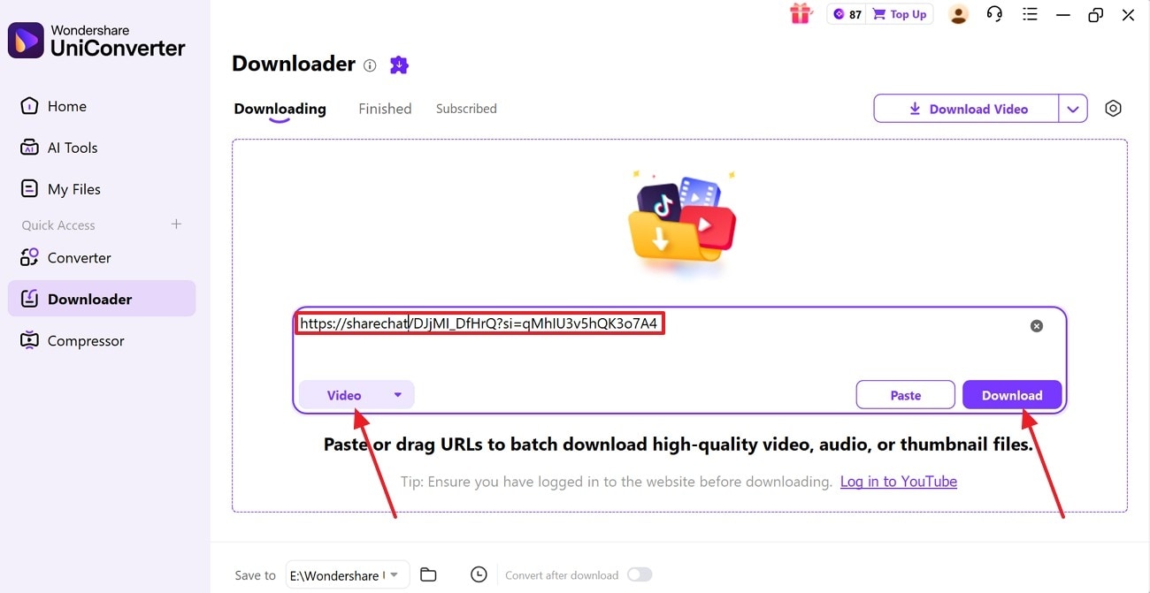 paste sharechat batch video urls