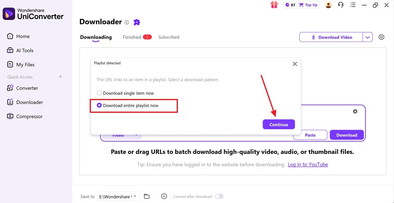 select download playlist option