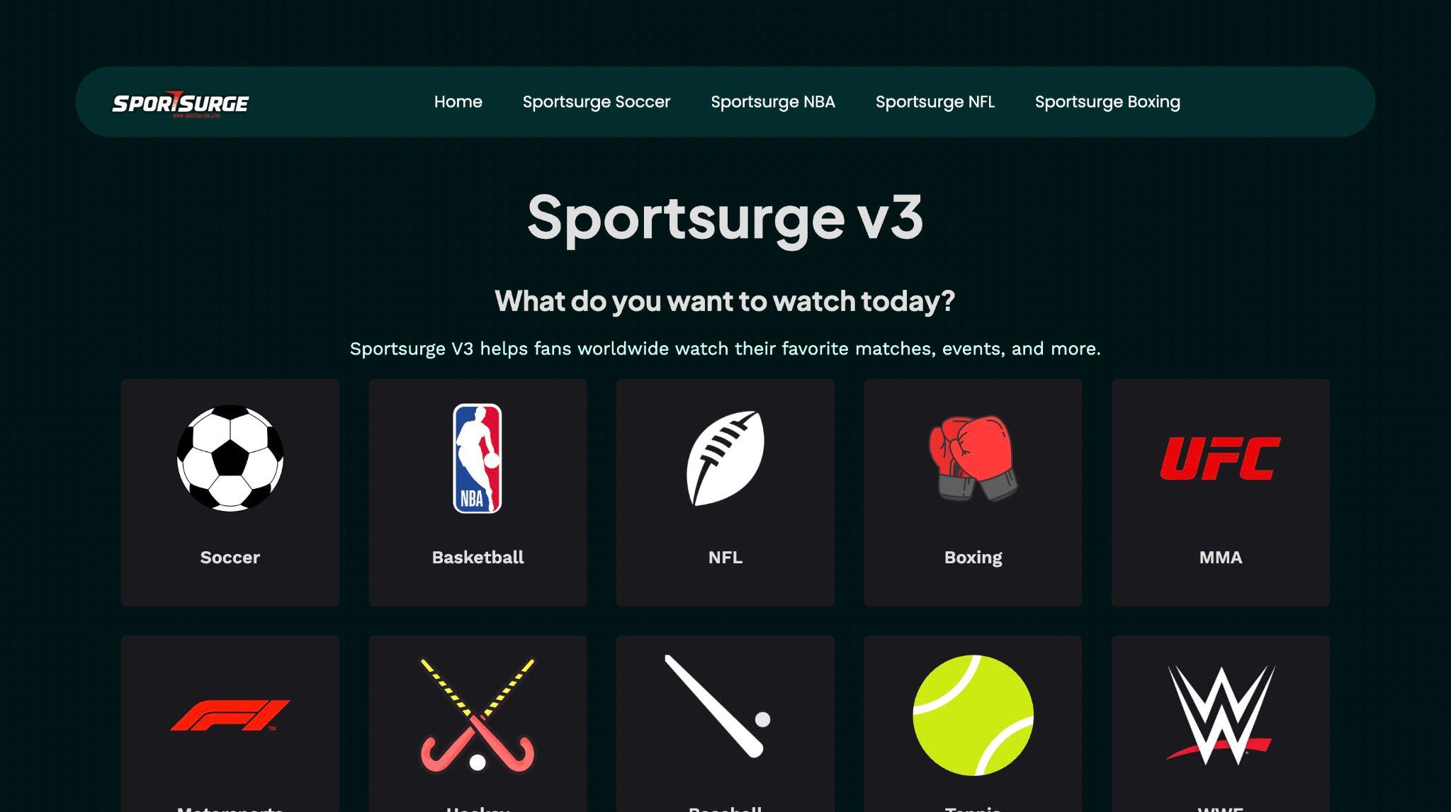 sportsurge homepage