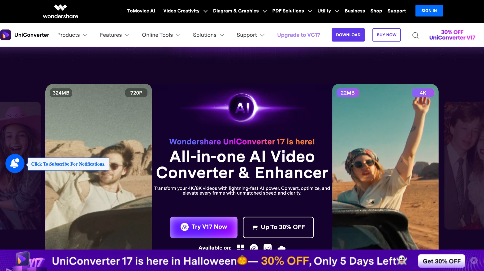 wondershare uniconverter homepage