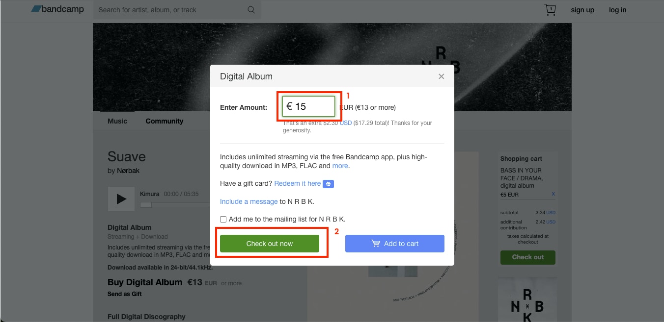 bandcamp check out now